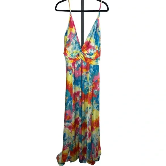 Fashion Nova | Dresses | Fashion Nova Rainbow Watercolor Print Maxi Dress  Size Xl | Poshmark